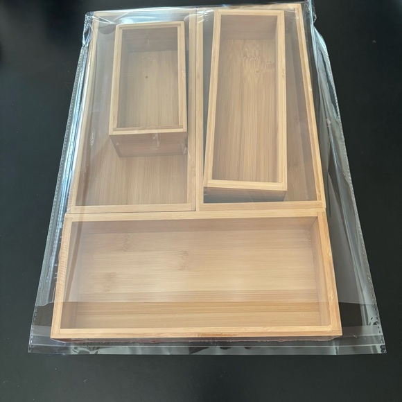 NEW SEALED 2 SET TEICUI Pure Natural Bamboo Drawer Kitchen Organizer - Picture 3 of 11